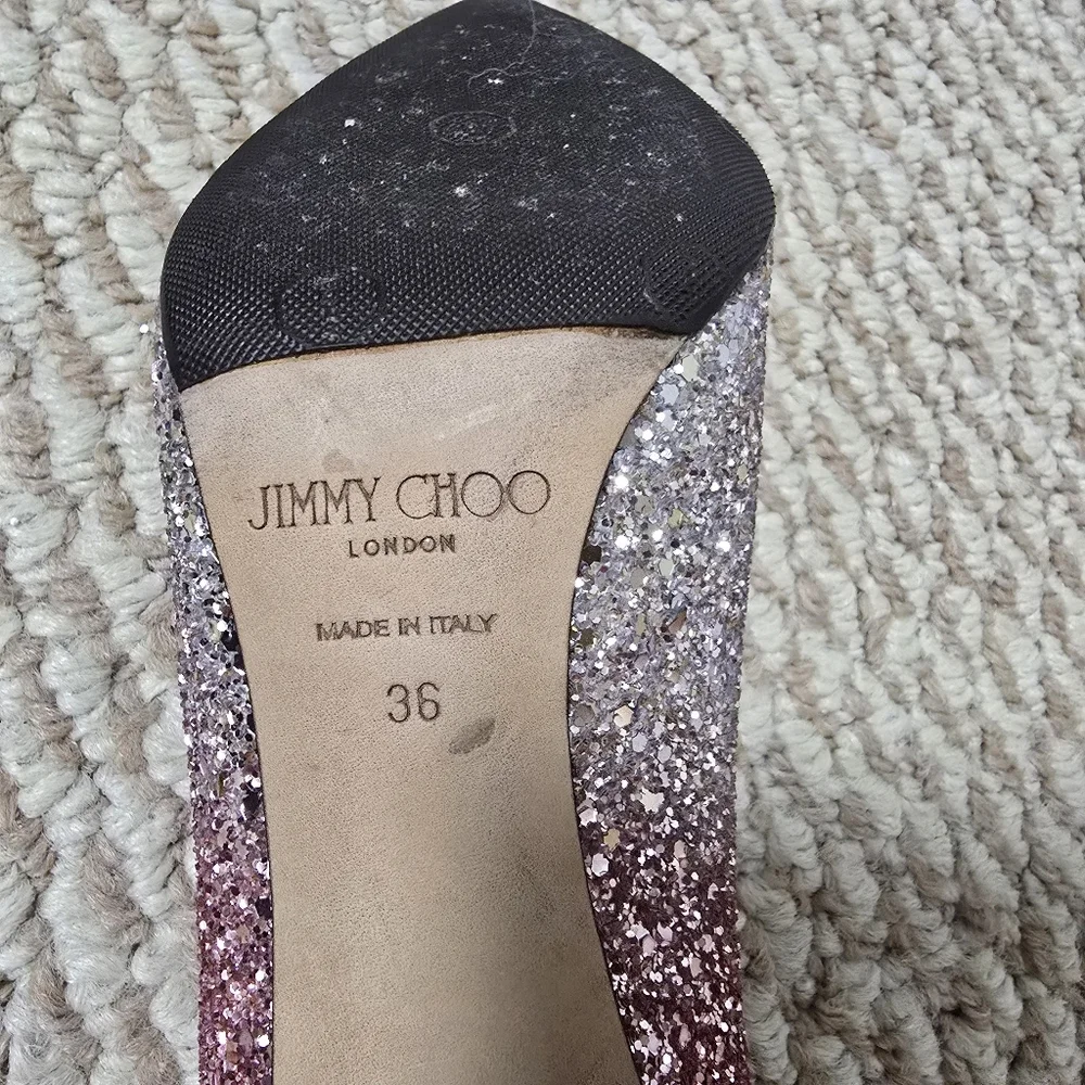 Jimmy Choo Romy 85 Glitter Pumps - Size 36 - Pink And Silver - Picture 14 of 14